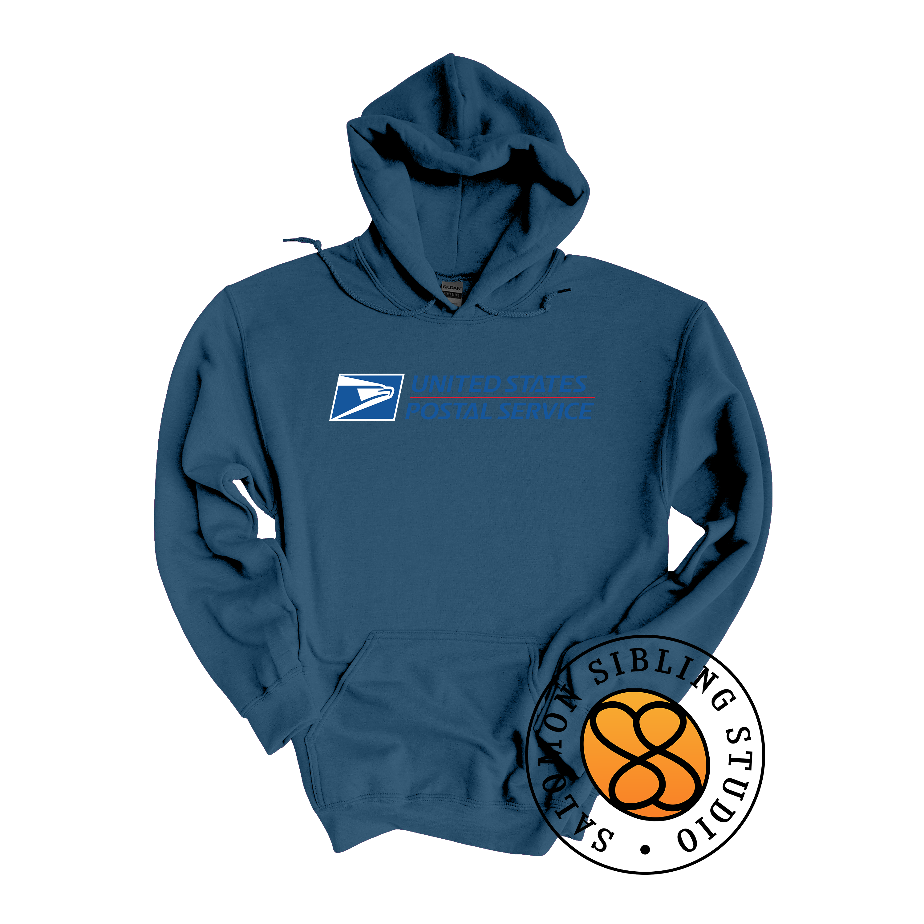 Hoodie Pullover Embroidery Full Color Logo (Blue Letters)